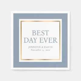 Servilleta De Papel Moderna escritura Dusty Blue Gold Bodas Napkins