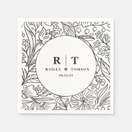 Servilleta De Papel Moderna fiesta de compromiso floral elegante