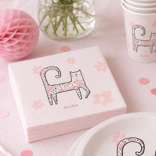 Servilleta De Papel Moderna fiesta de cumpleaños caprichosa de gato ro