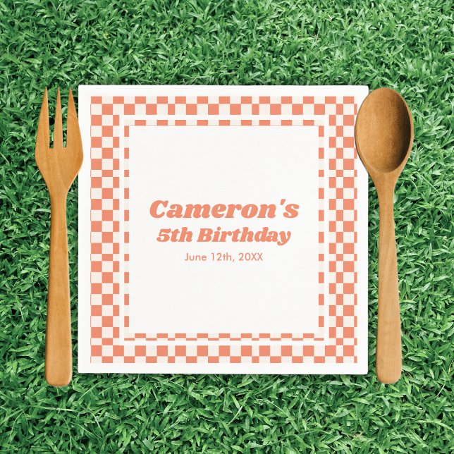 Servilleta De Papel Moderna fiesta de cumpleaños de niños Naranjas (Modern Orange Kids Picnic Birthday Party Napkins
)