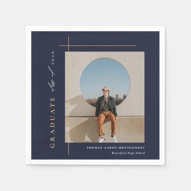 Servilleta De Papel Moderna fiesta de graduación de fotos (Anverso)