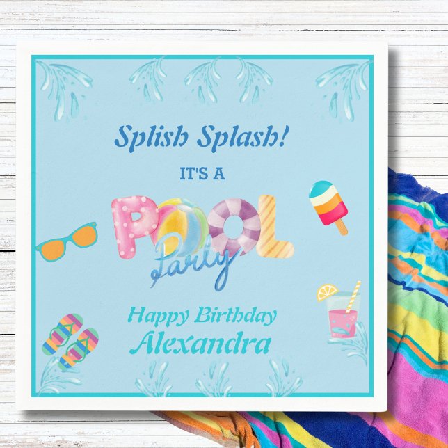 Servilleta De Papel Moderna Fiesta de piscina infantil con salpicadura (Subido por el creador)