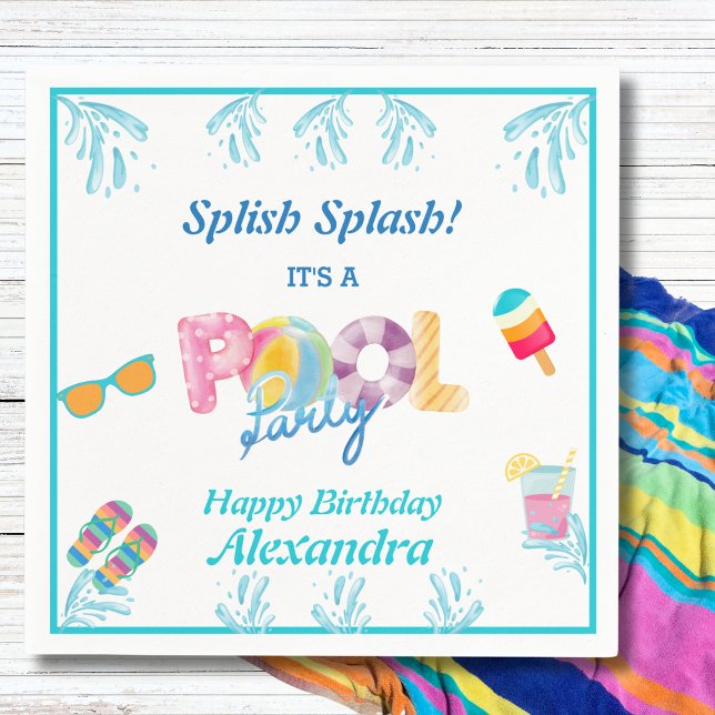 Servilleta De Papel Moderna Fiesta de piscina infantil Splash Splash (Subido por el creador)