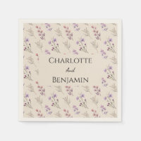 Moderna flor silvestre Beige Boda Napkin