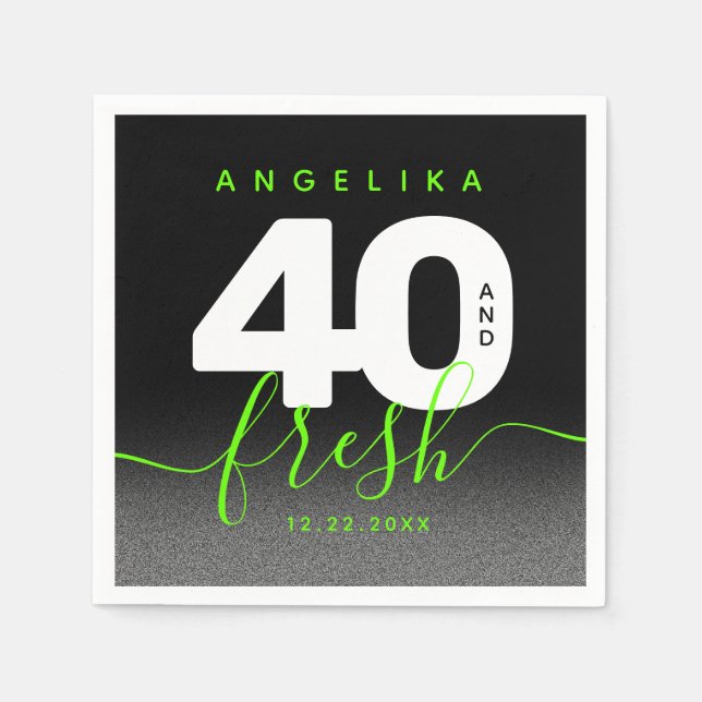 Servilleta De Papel Moderna Girly verde brillante 40 y fresco (Anverso)