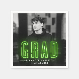 Servilleta De Papel Moderna Graduación de fotos de neón verde limón
