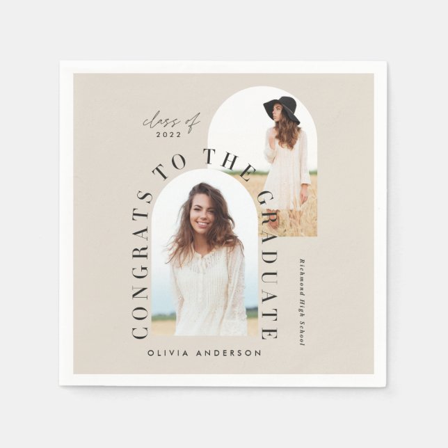 Servilleta De Papel Moderna graduación geométrica multifoto arco (Anverso)