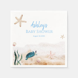 Servilleta De Papel Moderna maraña marina Starfish Boy Baby Shower