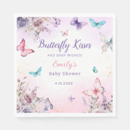 Servilleta De Papel Moderna mariposa acuarela florida ducha de bebé