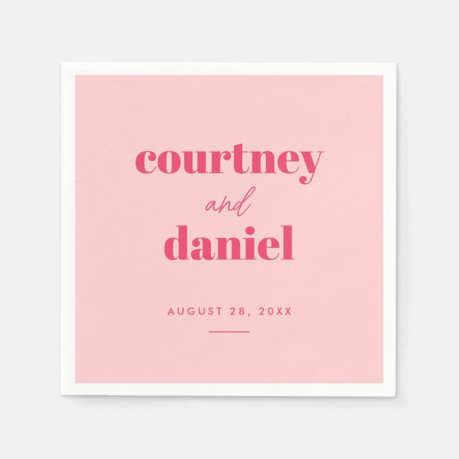 Servilleta De Papel Moderna mezcla de moda rosada Boda (Anverso)