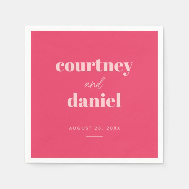 Servilleta De Papel Moderna mezcla de moda rosada Boda (Anverso)