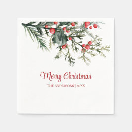 Servilleta De Papel Moderna Mistletoe Feliz Navidad