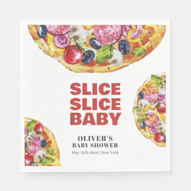 Servilleta De Papel Moderna Moda Italiana Slice Pizza Baby Shower (Anverso)