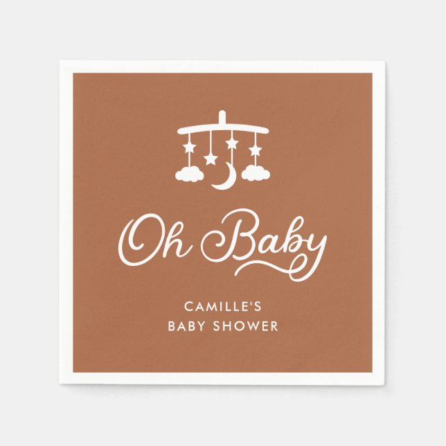 Servilleta De Papel Moderna Oh Baby Shower Personalizada Papel (Anverso)