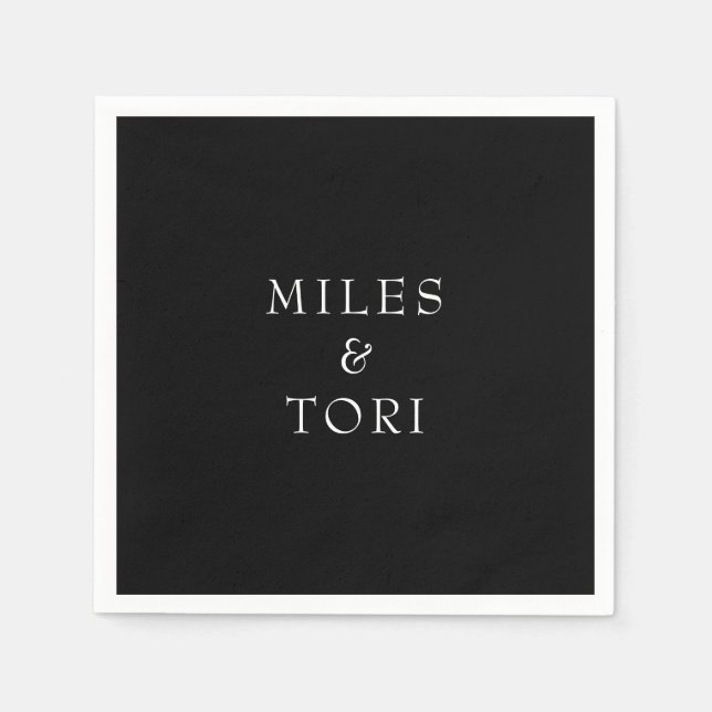 Servilleta De Papel Moderna simplicidad Boda negro (Anverso)