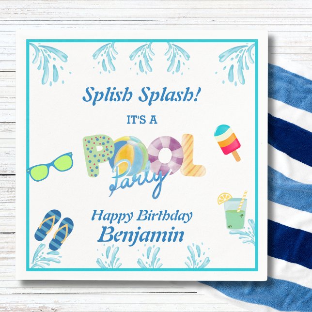 Servilleta De Papel Moderna Splish Splash Boys Piscina Fiestas Napkins (Subido por el creador)