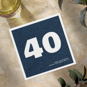 Servilleta De Papel Moderna tipografía audaz 40.º Fiesta de cumpleaños