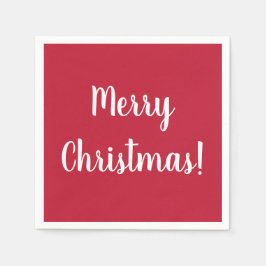 Servilleta De Papel Moderna Típografía en blanco y rojo de Feliz Navid