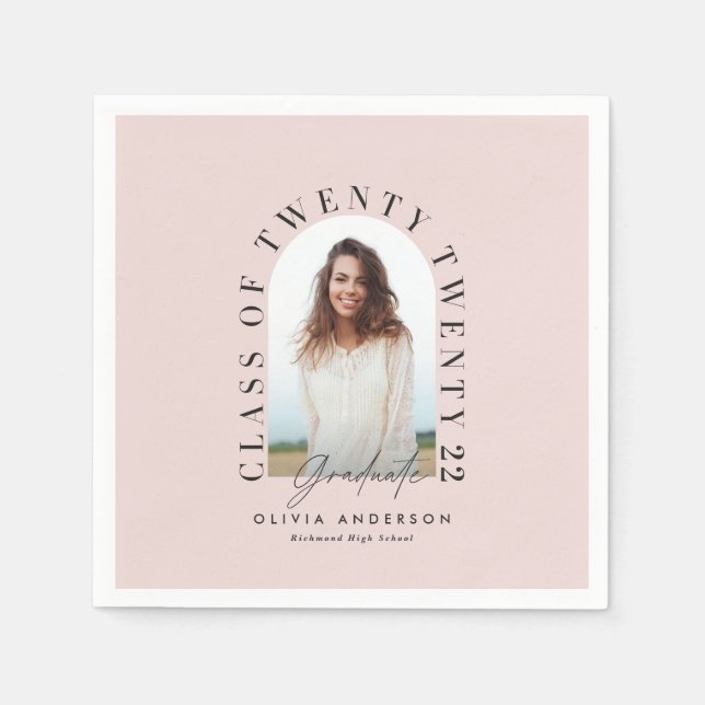 Servilleta De Papel Moderna tipografía geométrica arco rosa (Anverso)