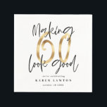 Servilleta De Papel Moderna tipografía oro negro fiesta de cumpleaños<br><div class="desc">El efecto oro de la tipografía moderna y las servilletas negras de la fiesta de cumpleaños número 60. Parte de una colección.</div>