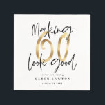 Servilleta De Papel Moderna tipografía oro negro fiesta de cumpleaños<br><div class="desc">El efecto oro de la tipografía moderna y las servilletas negras de la fiesta de cumpleaños número 60. Parte de una colección.</div>