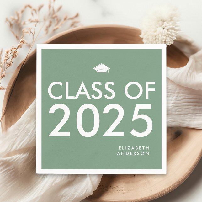 Servilleta De Papel Moderna y audaz fiesta de graduación verde (Subido por el creador)