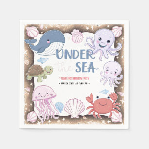 Servilleta De Papel Moderna y elegante acuarela bajo el cumpleaños del