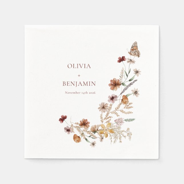 Servilleta De Papel Moderna y elegante Boda del Boho Nature Wildflower (Anverso)