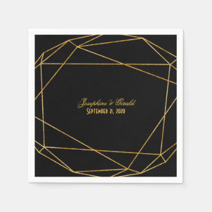 Servilleta De Papel Moderna y elegante cena en recepción en negro y or