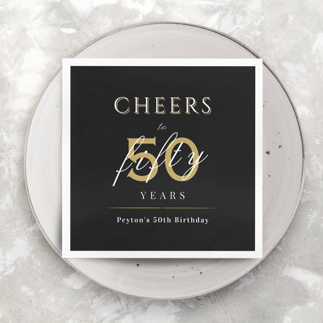 Servilleta De Papel Moderna y elegante fiesta de cumpleaños de 50 años (Modern classy cheers to 50 years birthday party napkins)