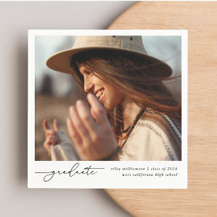 Servilleta De Papel Moderna y elegante Graduada Foto manuscrita de esc