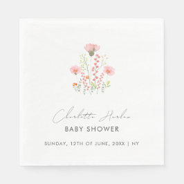 Servilleta De Papel Moderna y elegante Pequeña Flora Silvestre Baby Sh