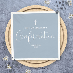 Servilleta De Papel Moderna y elegante Script Dusty Blue Confirmation