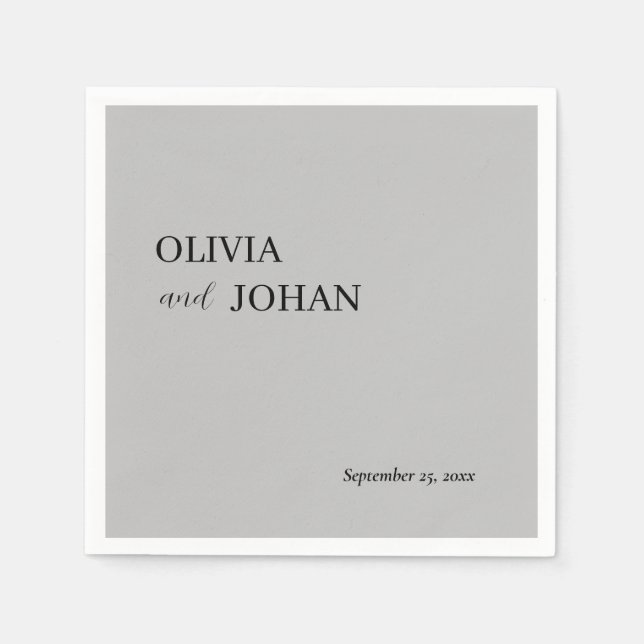 Servilleta De Papel Moderna y Minimalista | Gris Boda (Anverso)