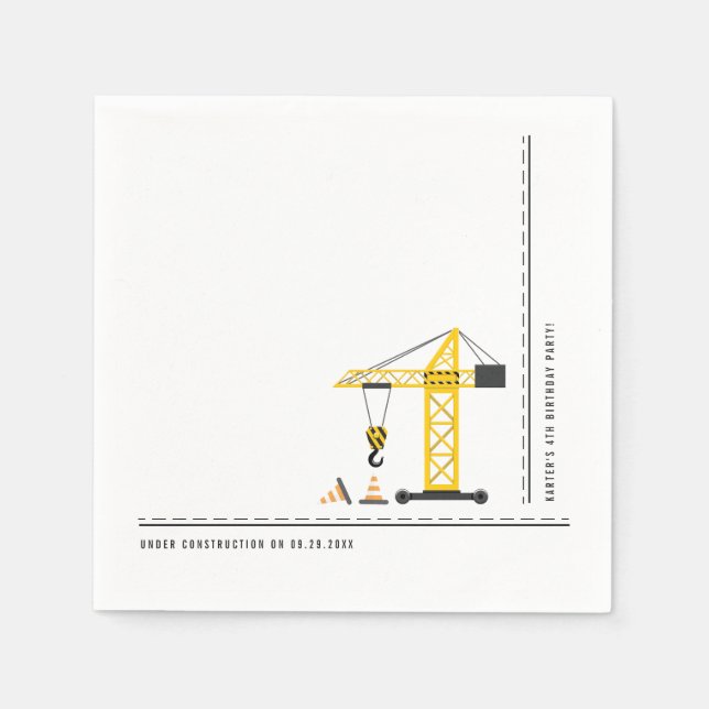 Servilleta De Papel Moderna y sencilla fiesta temática en construcción (Anverso)