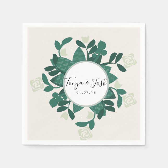 Servilleta De Papel Moderna y sofisticada vegetación Rosa Bush (Anverso)