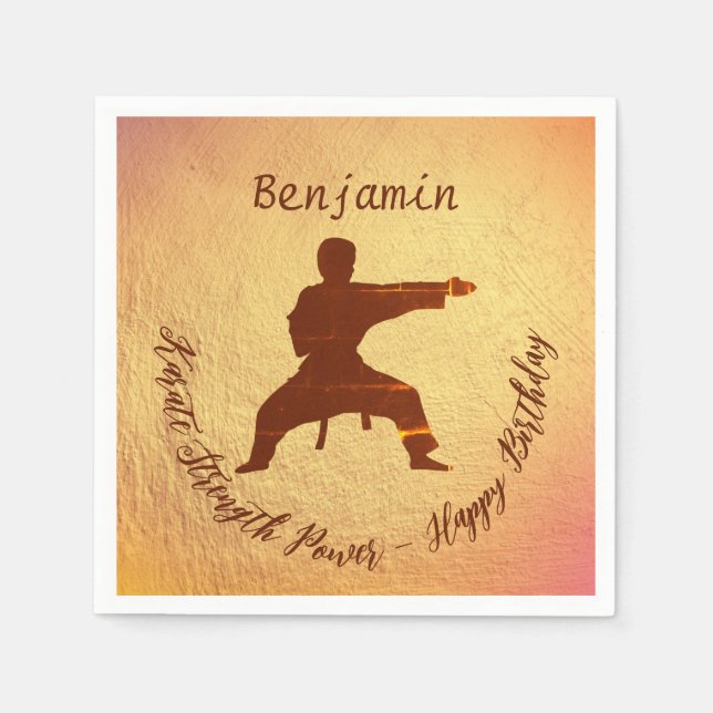 Servilleta De Papel Modernas artes marciales de karate dorado Feliz cu (Anverso)