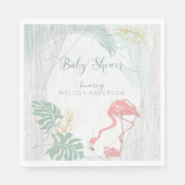Servilleta De Papel Modernas hojas tropicales Baby Shower Flamingo ros