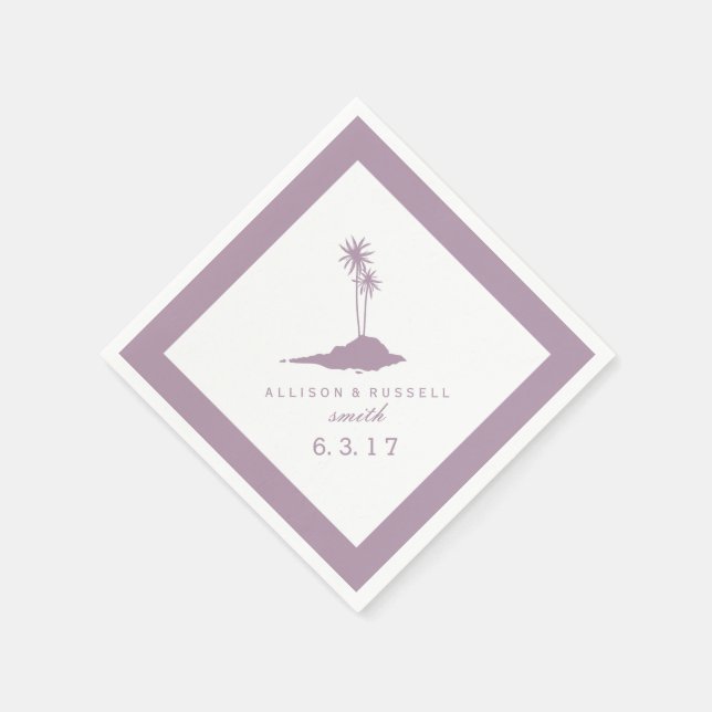 Servilleta De Papel Modernas toallas de Boda de Beach Island - Violeta (Borde)