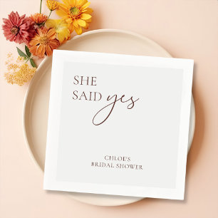 Servilleta De Papel Modernas toallas "She Said Yes" para ducha de novi