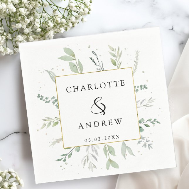 Servilleta De Papel Moderne, elegante Eukalyptus-Hochzeit  Serviette (Subido por el creador)