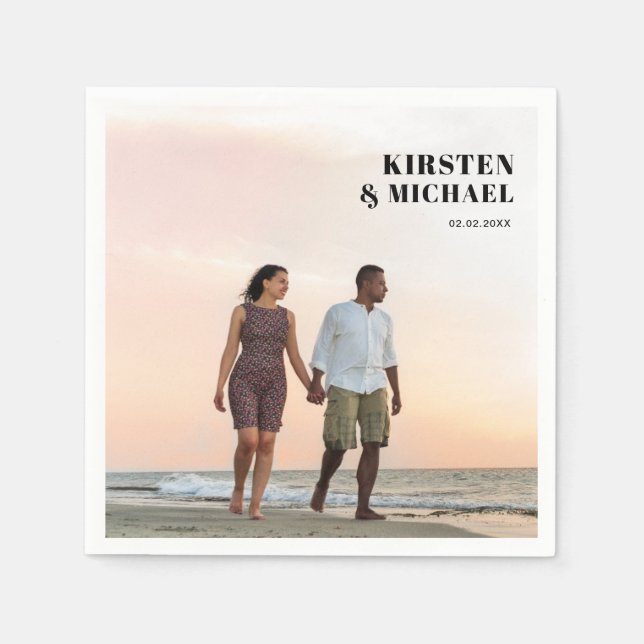 Servilleta De Papel Moderne Foto Hochzeitskarte  Einladung (Anverso)