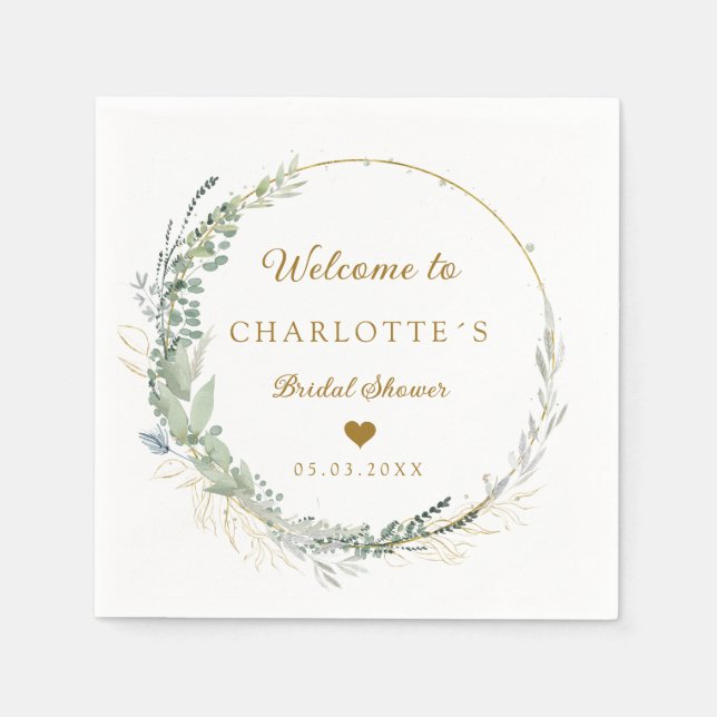 Servilleta De Papel Modernes, elegantes Eukalyptus-Brautparty Serviett (Anverso)