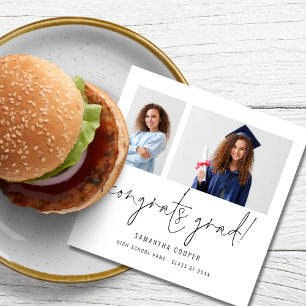 Servilleta De Papel Moderno 2 Photo Script Graduation Party