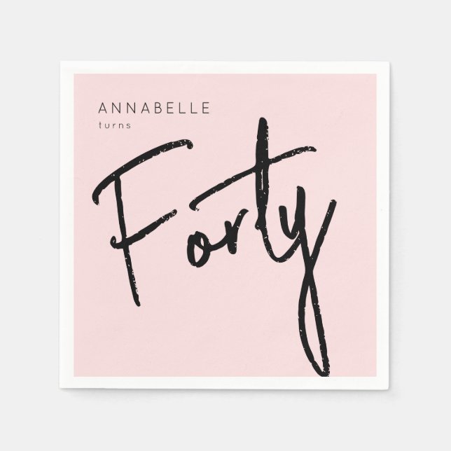 Servilleta De Papel Moderno 40° 40° cumpleaños (Anverso)