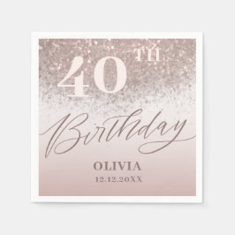 Servilleta De Papel Moderno 40 Fiesta Rosa Purpurina de oro