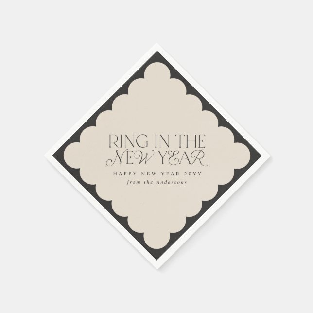 Servilleta De Papel Moderno año mínimo de vacaciones negro de año nuev (Borde)