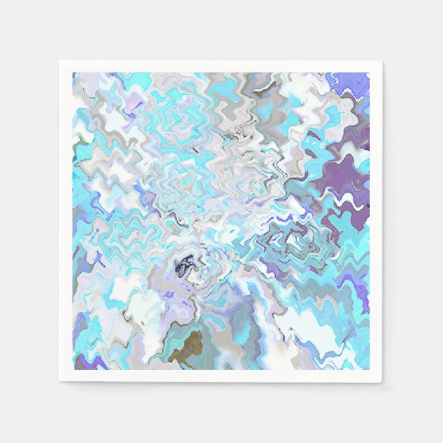 Servilleta De Papel Moderno Aqua Blue Design Cocktail Paper Napkins (Anverso)