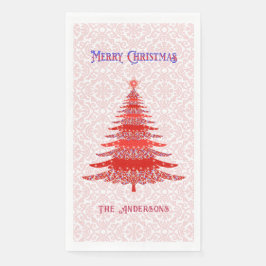 Servilleta De Papel Moderno árbol de navidad rojo copos de nieve perso