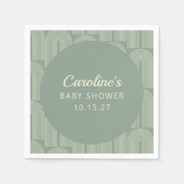 Servilleta De Papel Moderno Arch Line Art Sage Green Baby Shower Perso